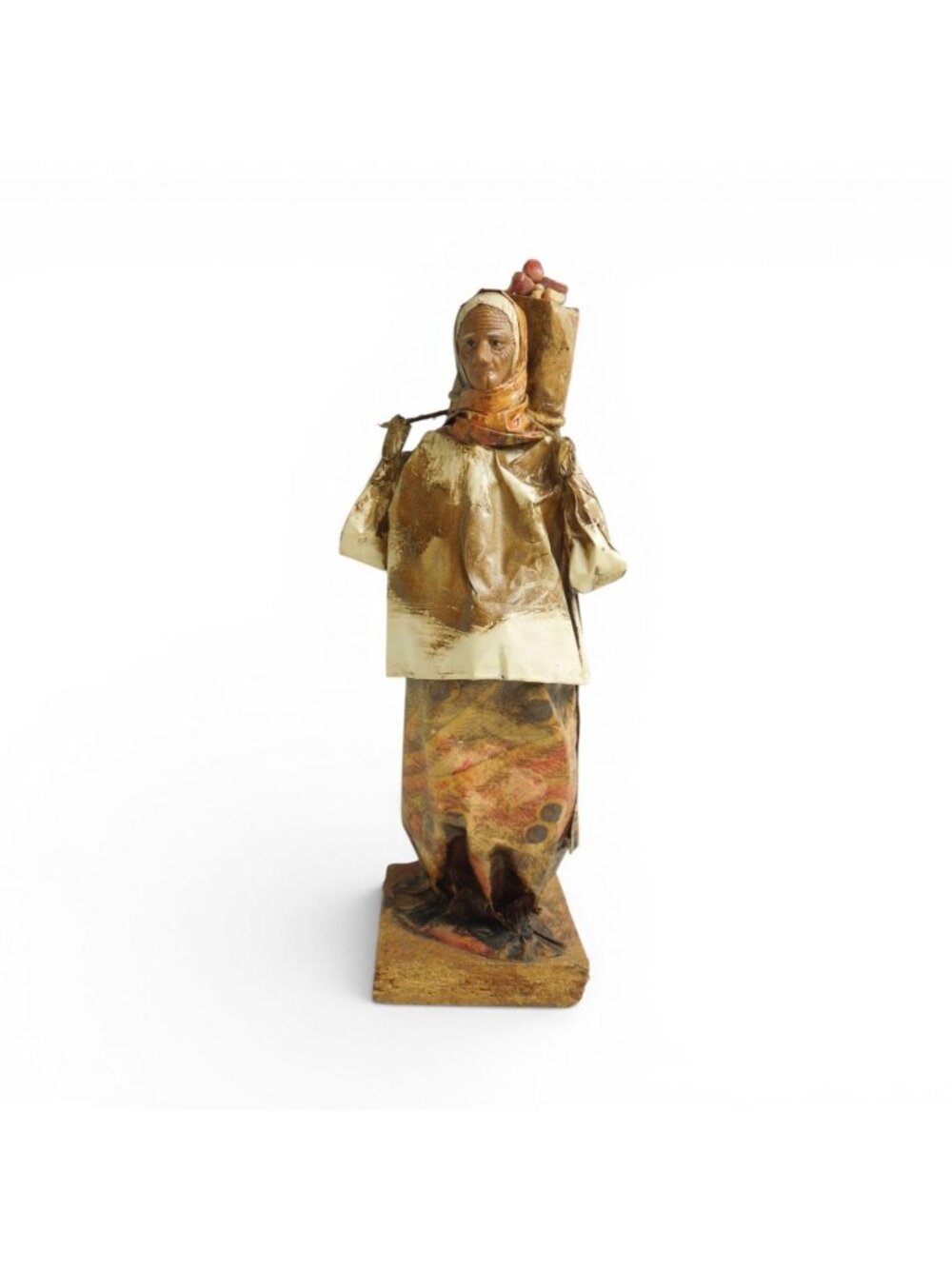Vintage Mexican Paper Mache Woman With Bundle On Her Back 11.5"